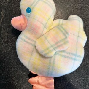 Plaid Plush Duck Toy Vintage Playskool Duck Lovey Blankies Pillows 1987 Plaid